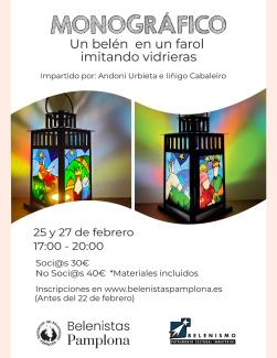 Cartel Monográfico: Un belén en un farol imitando vidrieras