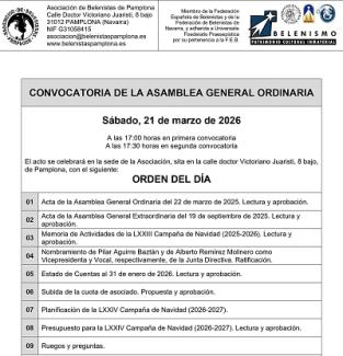 Convocatoria a la Asamblea General de Socios, 21-03-2026