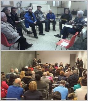 Arriba reunión monitores abajo con los alumnos