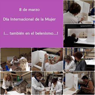 Trabajando en la construcción de los belenes de Baluarte